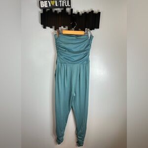 Retro 80s Style ADC Womens Strapless Jumpsuit Ruched Cropped Size Small